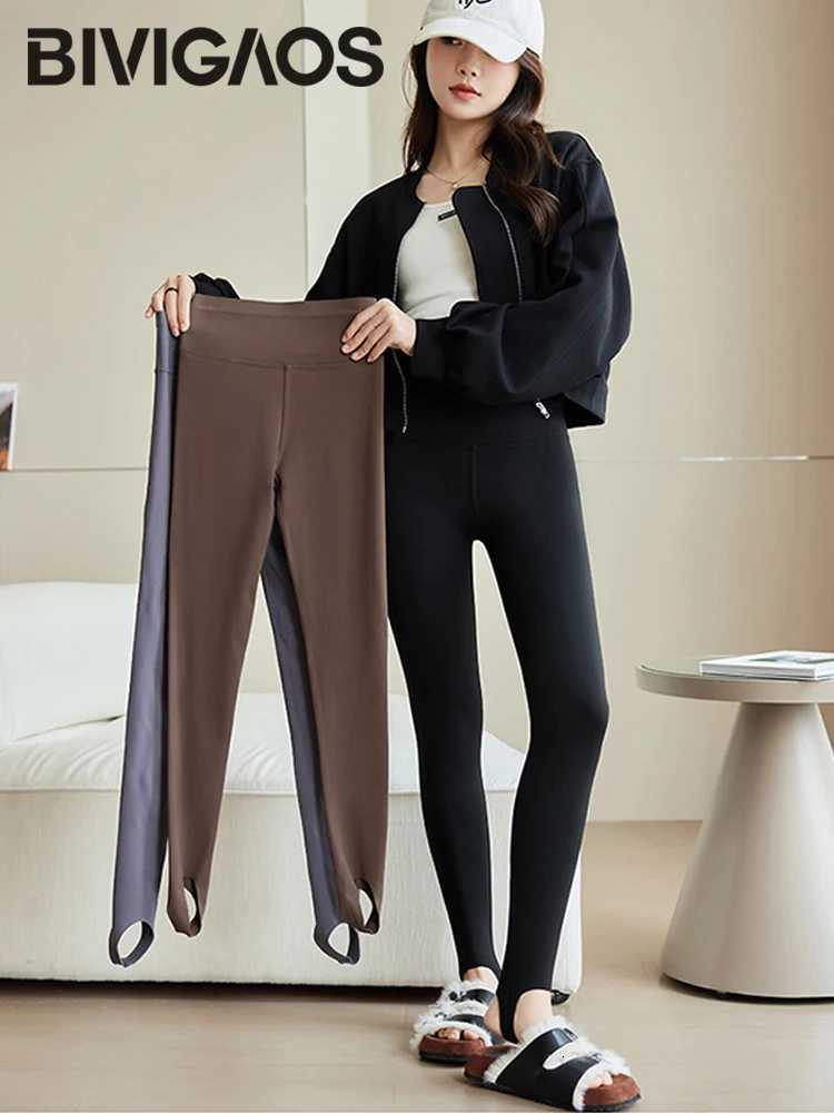 BIVIGAOS Spring Autumn Brushed Foot Tights Sharkskin Leggings Womens High Waist Elastic TightFit Sexy Sports Yoga LeggingsT251023