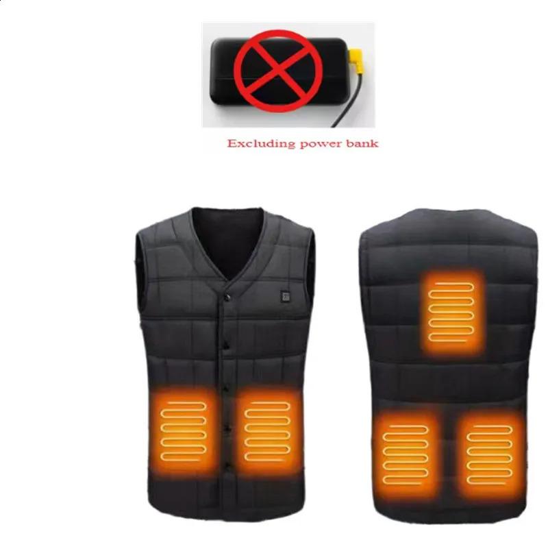 Winter Fashion Versatile 5Zone Intelligent Heating Vest For Men Outdoor Warmth Usb VNeck Waistcoat No Power Bank 251023