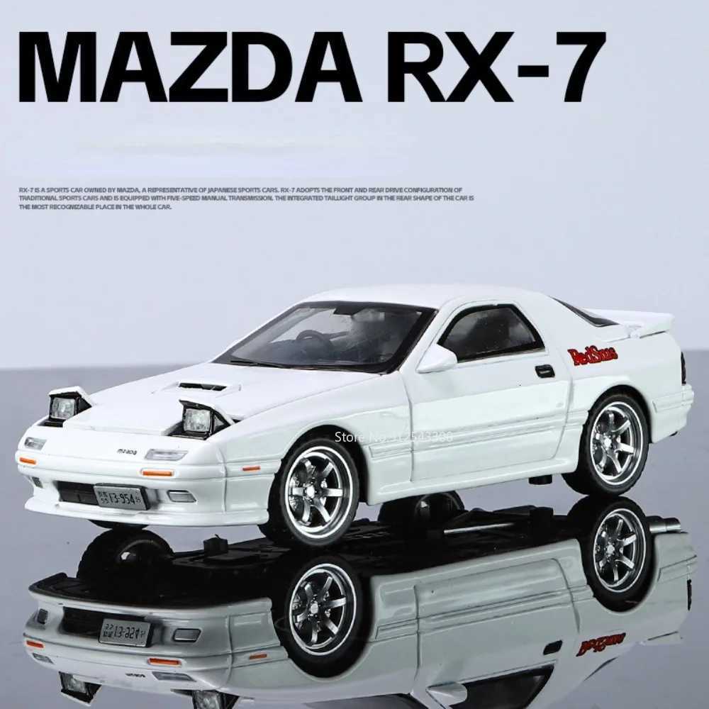 132 Scale RX7 Alloy Diecast Toy Car Models with Sound Light Pull Back Model Car Toys for Kids Birthday Collectible GiftsT251023