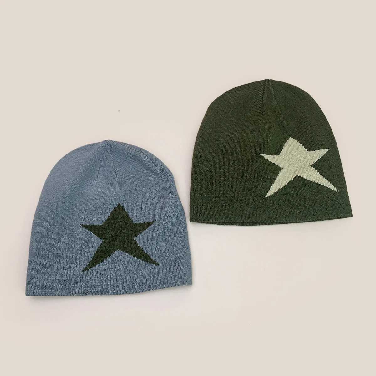 Star Hip Hop Personal Knitted Hats Man and Woman New Simple Versatile Streetwear Fashion Color Block Warm Niche Skate BeaniesXJ251023