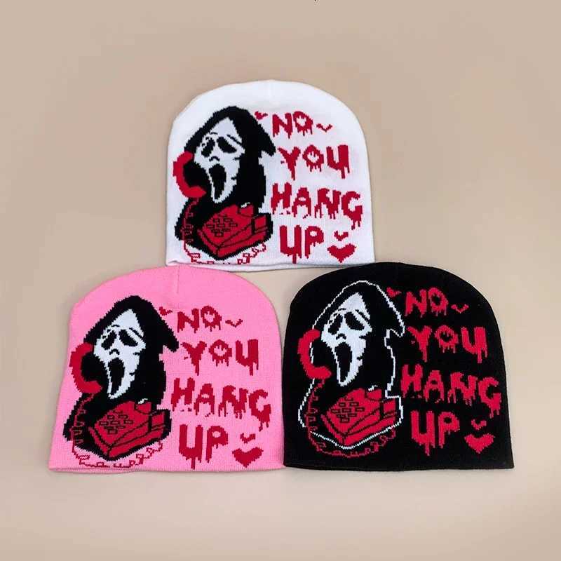Halloween Wool Knitted Hats Warm Spoof Hip Hop Autumn and Winter Versatile Horrible Color Block Fashion Skate Y2K BeaniesXJ251023