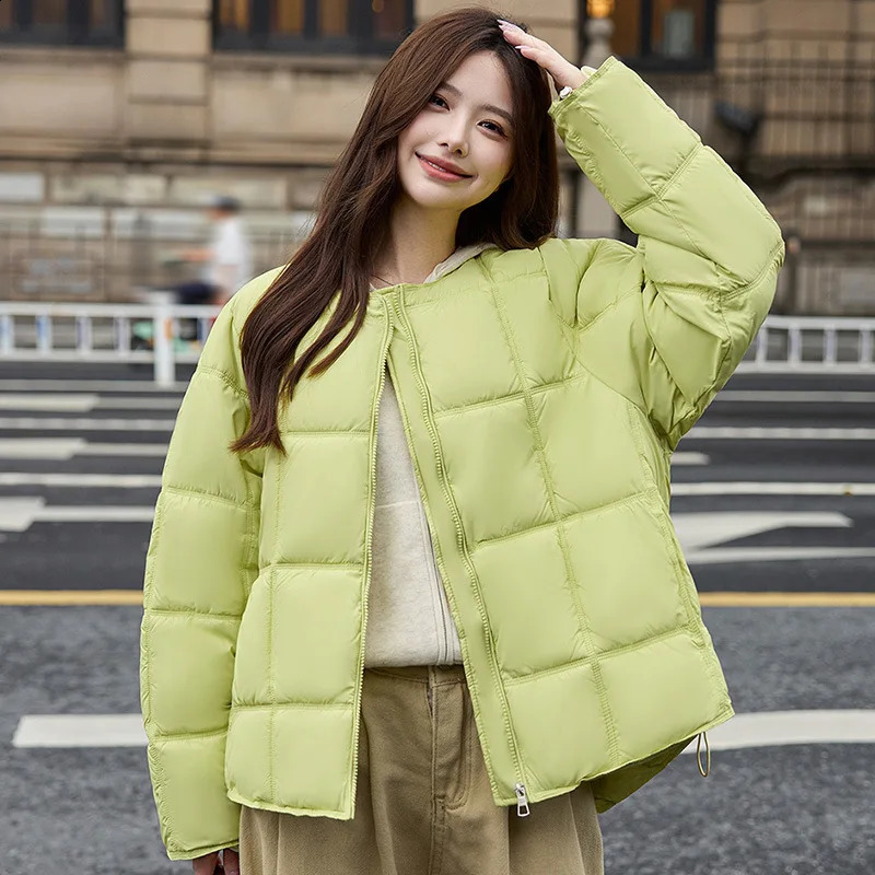 Womens Plus Size Casual Trendy Solid Color Simple Basic Oneck Long Sleeve Quilted Coats Winter Fashion Female Clothes Tops 251018