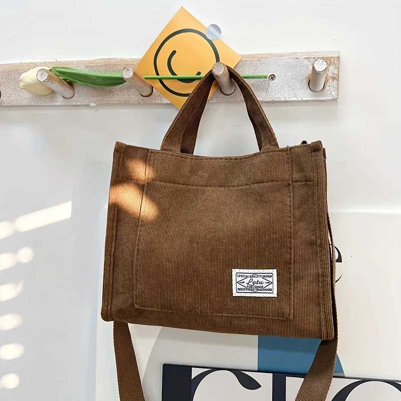 Vintage Corduroy Tote Bag Retro Crossbody Messenger Bag Casual Handbag Shoulder Purse For WomenL251023