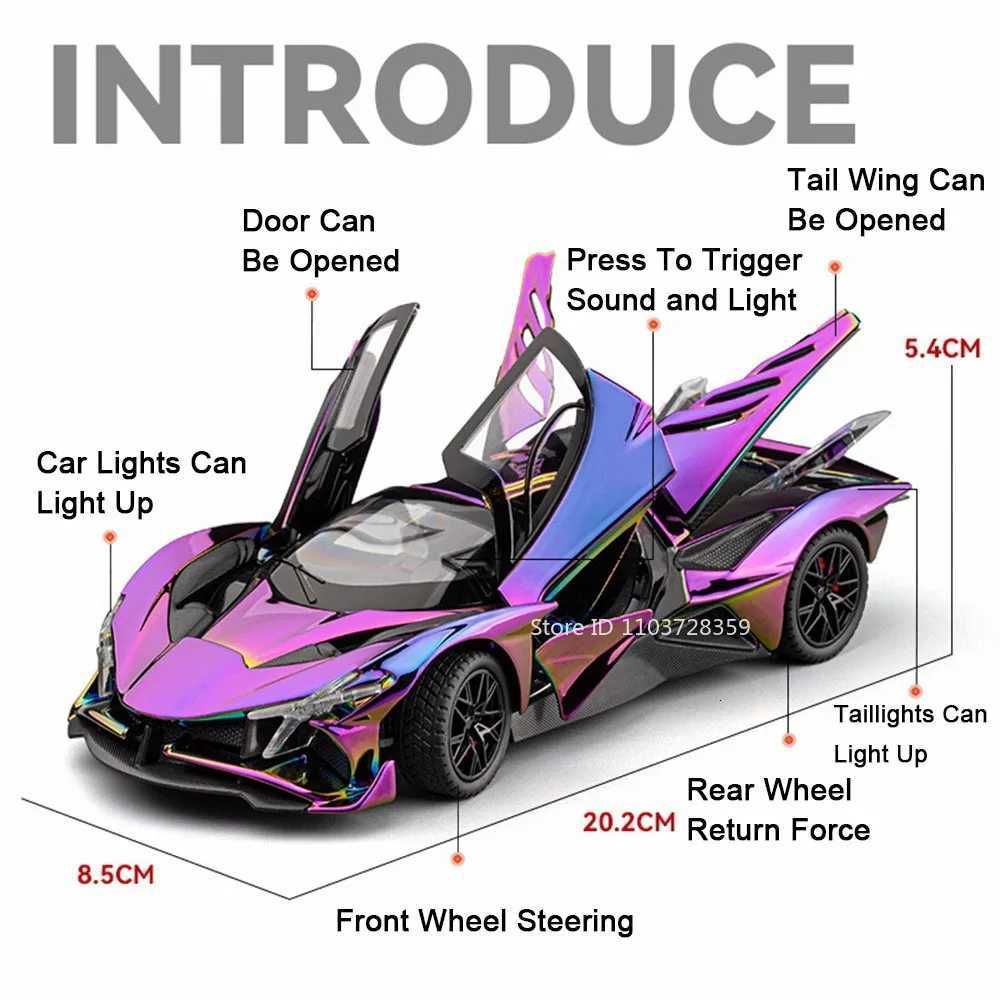 124 Apollo EVO Miniature Sports Car Model Toys Alloy Diecast Sound Light Doors Opened Pull Back Supercar Toy Gifts for ChildrenT251023