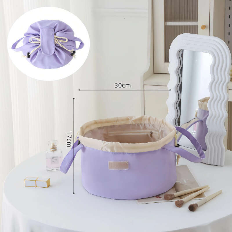 Lazy Makeup Travel Portable Large Capacity Waterproof Toiletry Handheld Drawstring Closure Bucket Bag