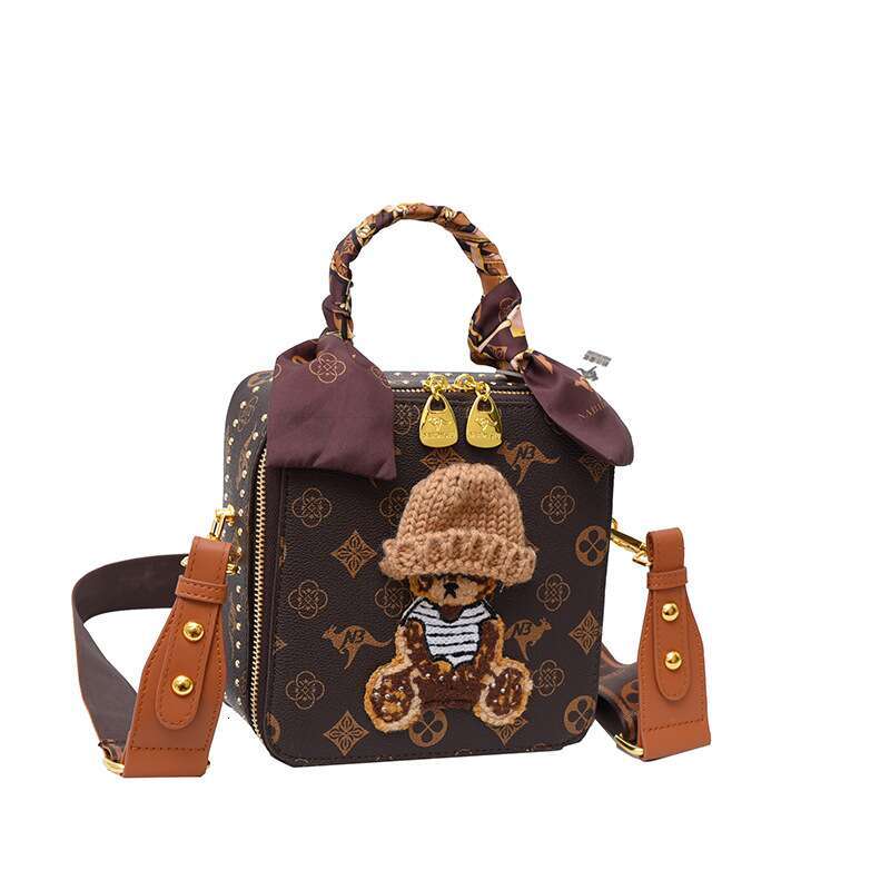 Bag New Square Temperament Handbag Live Broadcast Bear Western-Style Shoulder Crossbody Bag