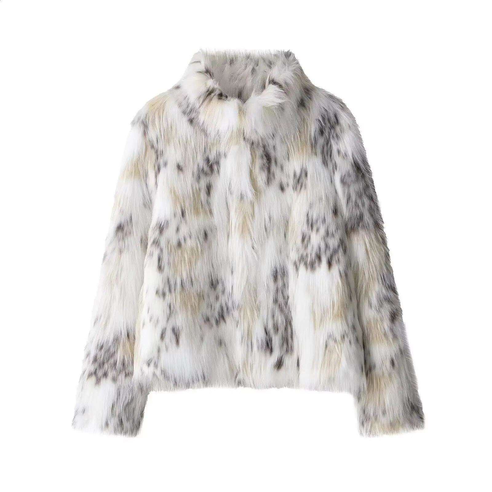 Winter Woman Multicolor Faux Fur Side Pockets Casual Crop Coat Fashion Elegant Women Thick Warm Lapel Jacket Street 251022