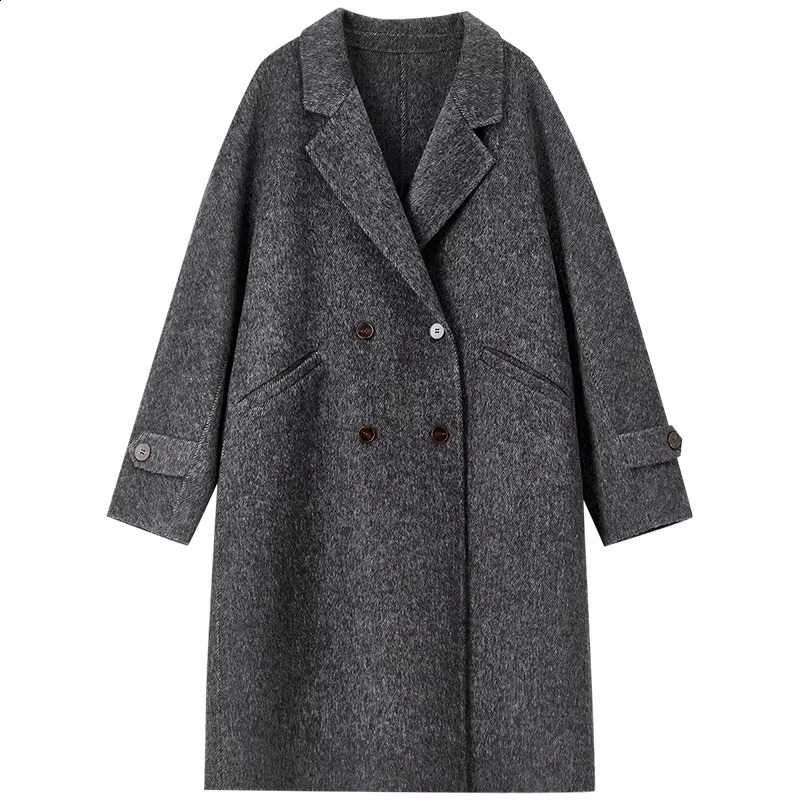 SENTUBILA Long Woolen Coats For Women Outerwear Winter y Warm Straight Double Breasted High Quality Overcoat W44O56042 251021