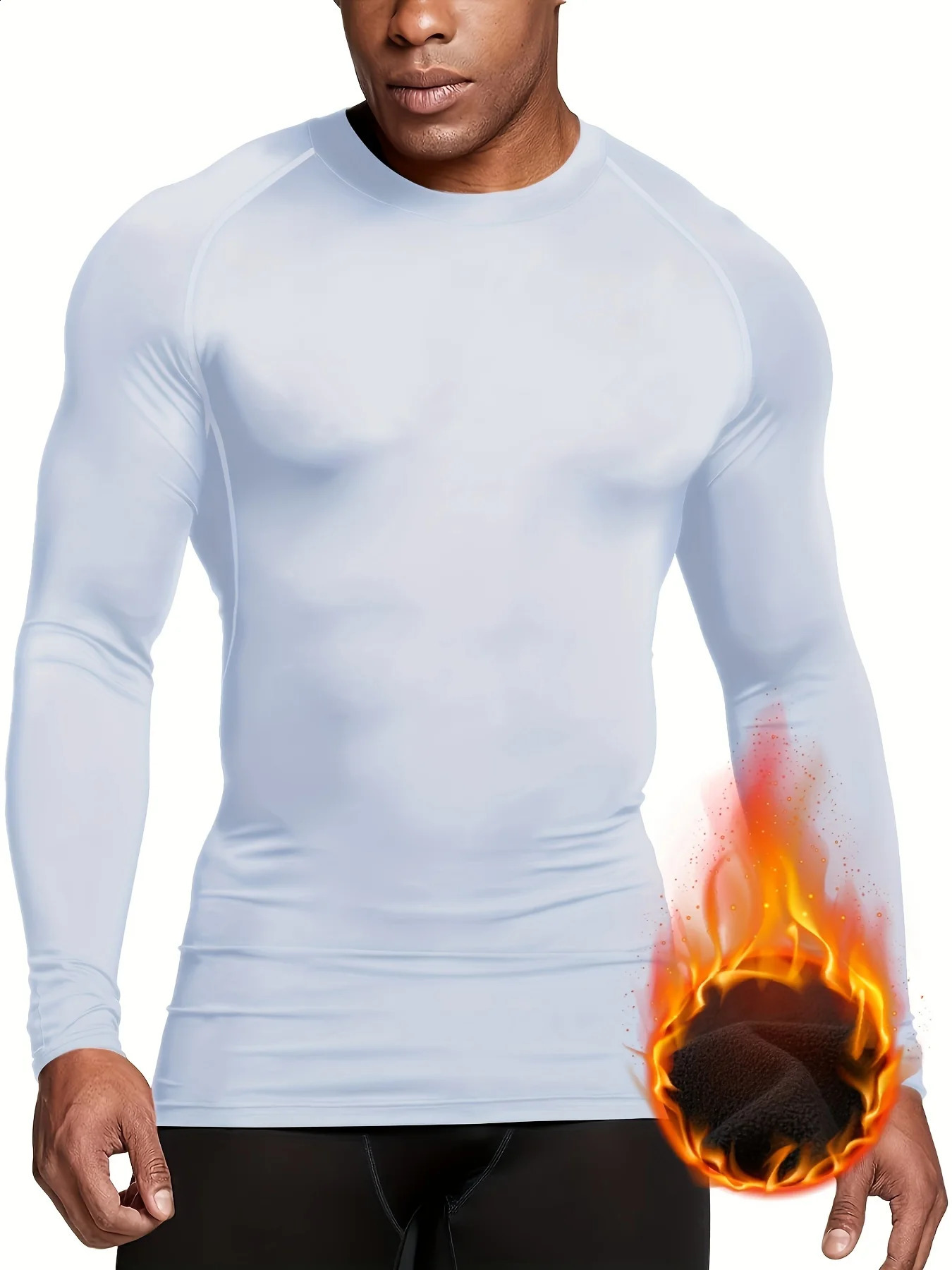 Mens warm tight fitting high elasticity body building clothing mens long sleeved running basketball training Tshirt 251023