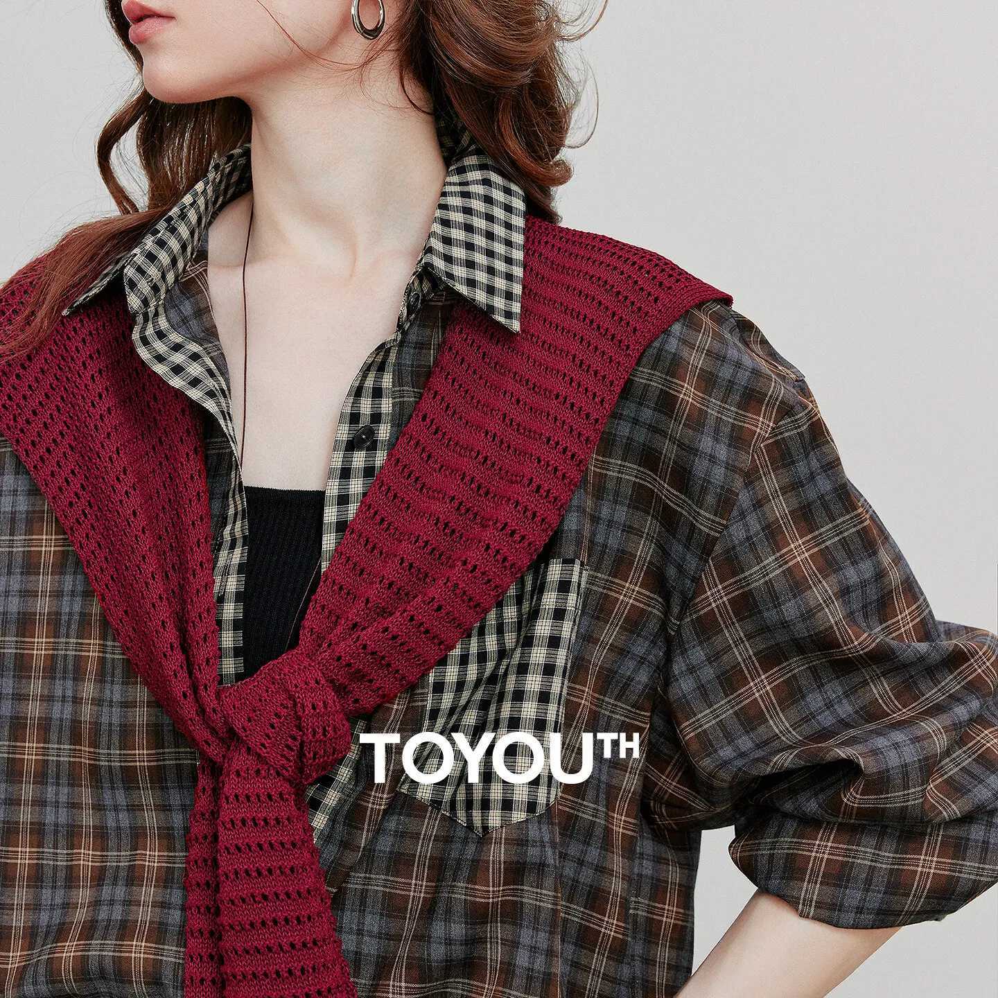 TOYOUTH Women Knitting Shawl 2025 Autumn New Solid Color Design Soft Textured Wrap Scarf Daily Wear J251113