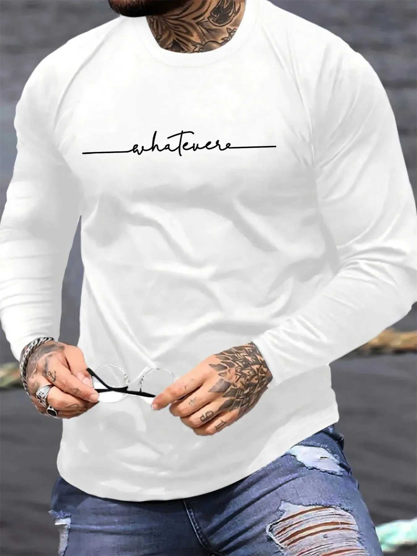 European and American mens new autumn minimalist letter print comfortable soft long sleeved Tshirt outdoor sports topXJ251023