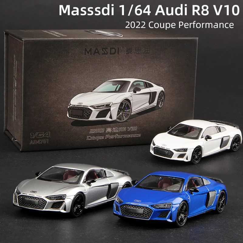 Massdi 164 Audi R8 V10 Coupe Performance 2022 Car Model Alloy Miniature Supercar Vehicle Diecast ToyT251023
