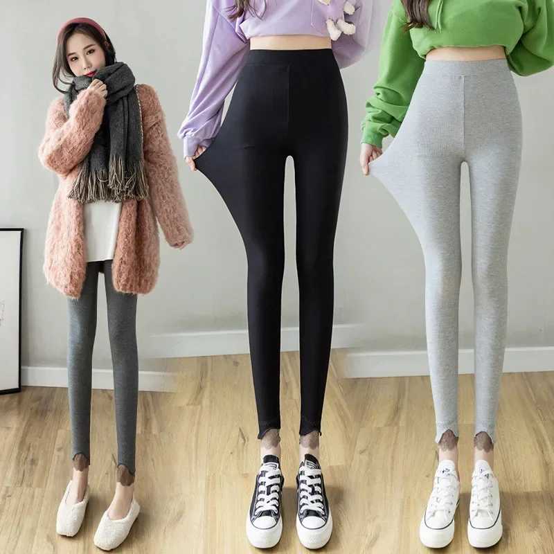 Fleece Lined Leggings Women Lace Trim Thermal Tights Winter Wear Plus Size Pants Butt Lifting Cold Weather Fashion LeggingsT251023