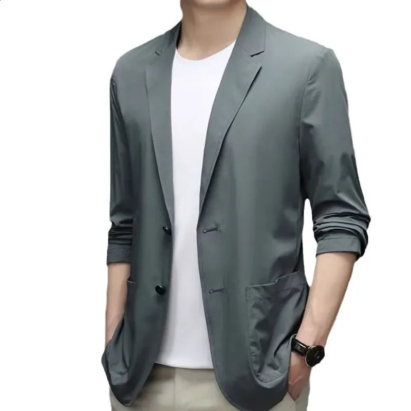 Casual Business Fashion Suit Jacket Autumn Slim Fit Western Style Mens Clothes For Middleaged Men Smooths Silhouette 251023