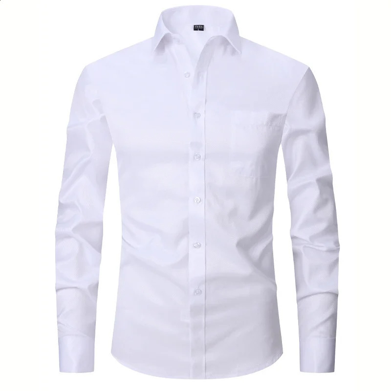 Men French Cuff Dress Shirt Cufflinks White Long Sleeve Casual Buttons Male Shirts Regular Fit Clothes 251021