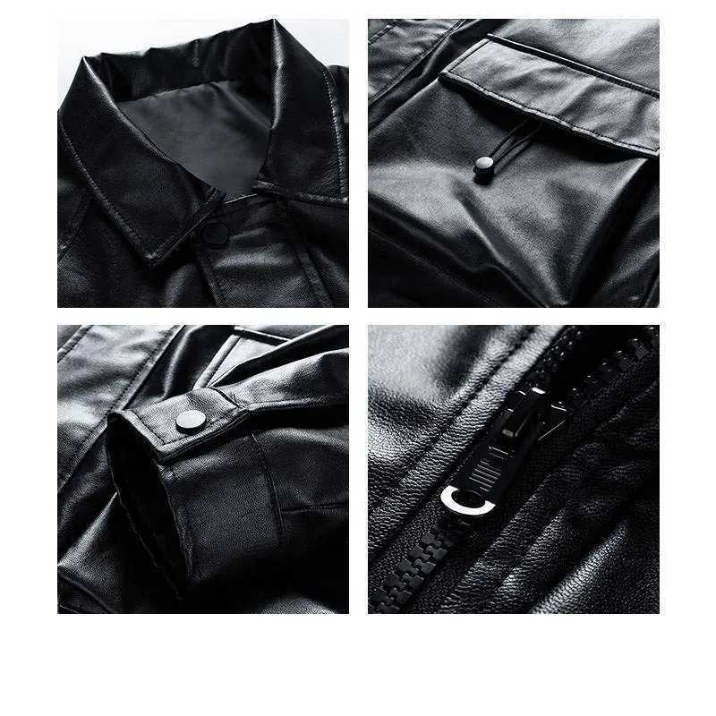 Zipper Locomotive Men Leather Jacket New Autumn Streetwear Solid Jacket Coat Hip Hop Men Clothing Oversize PU Leather Jacket W251023