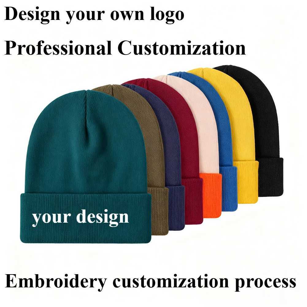 New Cust Knitted Hat Winter Mens Wens Wool Hat Suitab Daily Outdoor Warmth Personali broidered Elastic HatW251023