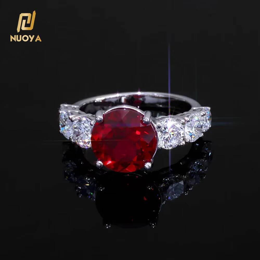 NUOYA Luxury 5 Ct D Color Moissanite Engagement Ring for Women 925 Silver Iced Out Lab Diamond Ring Custom Hip Hop Fine Jewelry