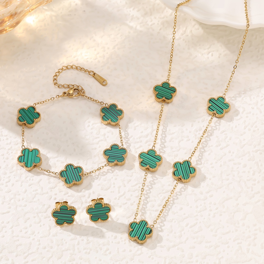 Designer Necklace For Women's Earrings Titanium Steel Colorful Earrings Necklace Bracelet 3pcs Collection Personality Simple Style Luxury Fashion