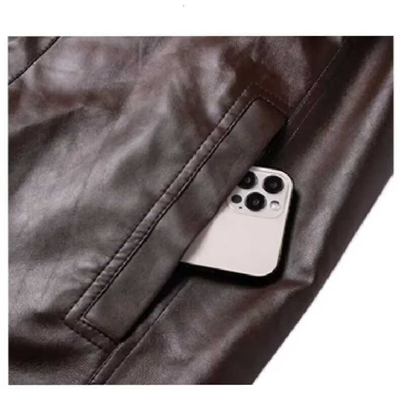 Thick Warm Fleece Lined Leather Coat For Men 2025 New Square Collar Jacket Light Business Casual Fashion Allmatch Outerwear W251023