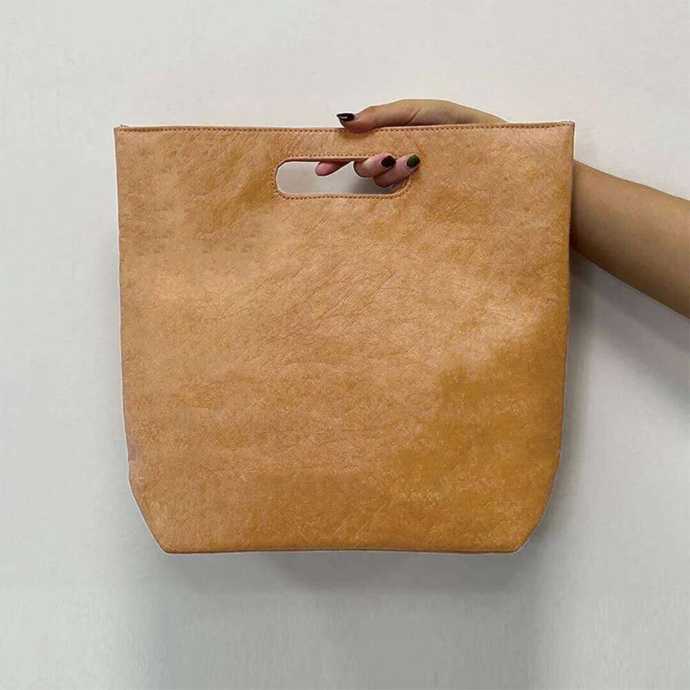 Vintage Designer Tote Simple Large Handbag Women Kraft Paper Women S Waterproof Portable Casual Bag Commuting High Quality High Quality