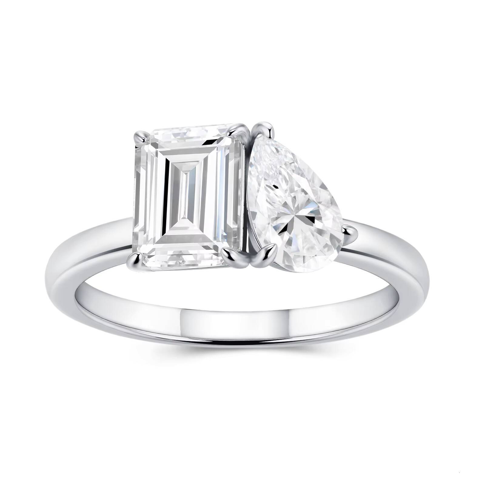 High End Moissanite Ring Dual Shape Ring 925 Sterling Silver Jewelry for Women Wedding Engagement Gift Eternity Rings