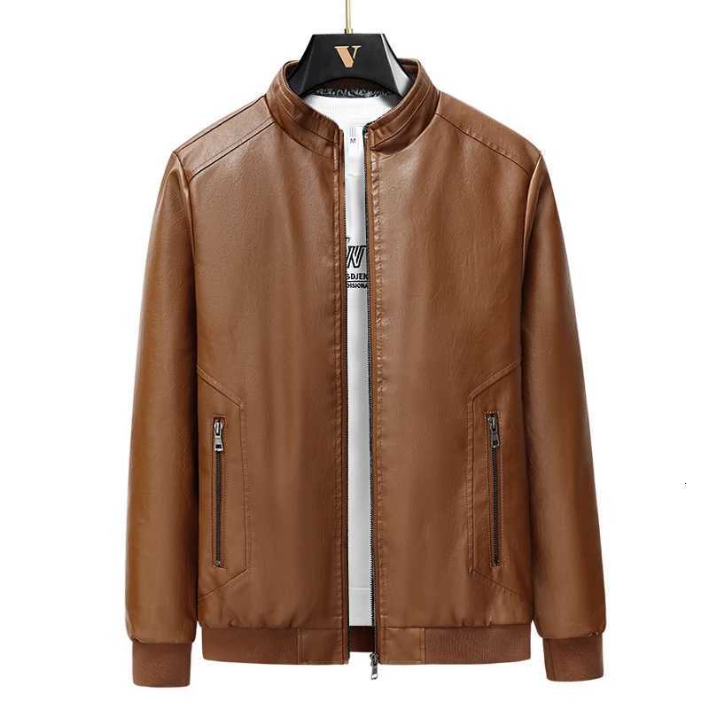 Mens Business Casual Leather Jacket Stand Collar Simple Mens Jacket Versatile Korean Style Jacket Trendy Highquality Jacket W251023