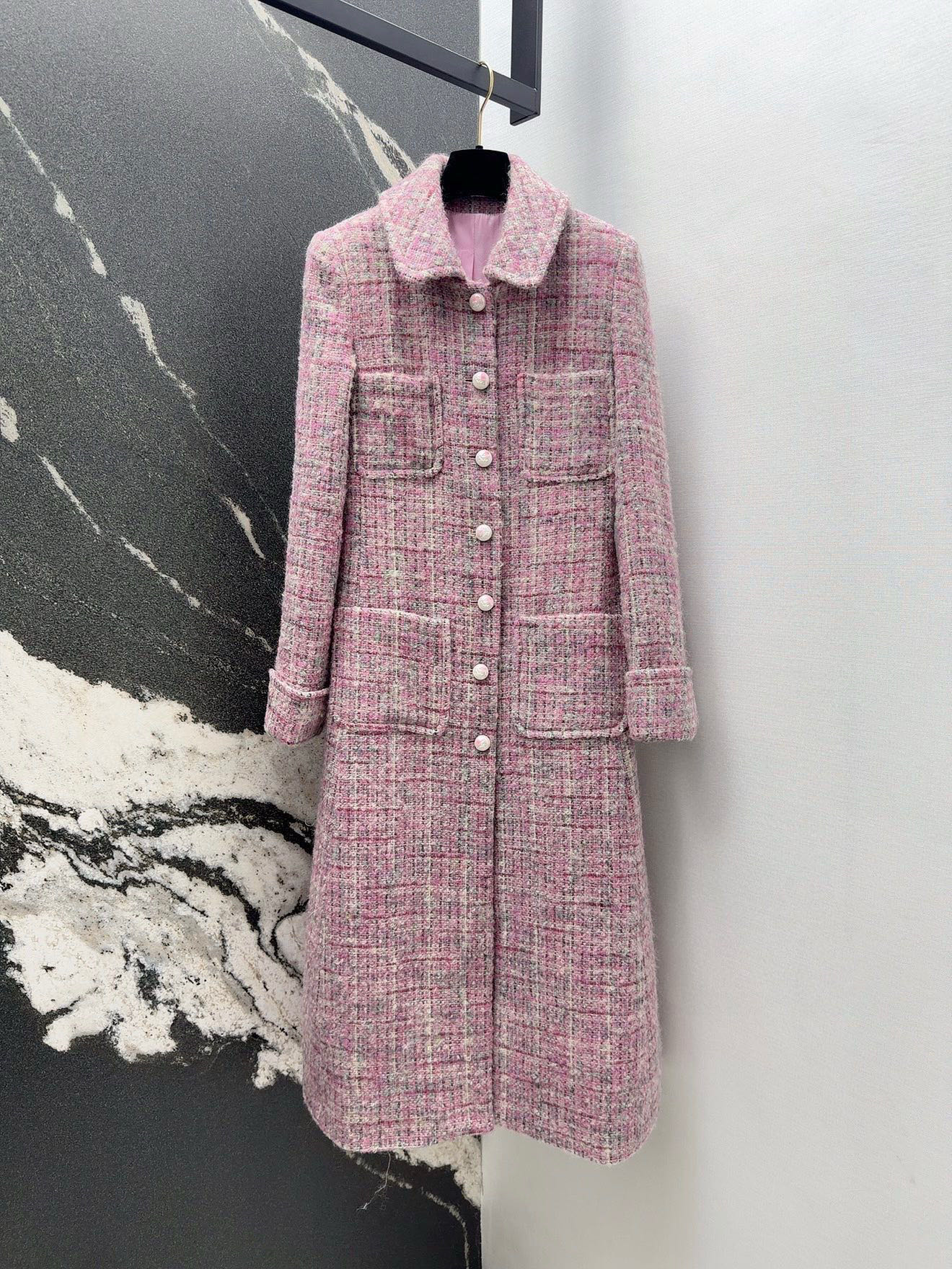 designer jacket New autumn and winter pink woolen long coat jacket