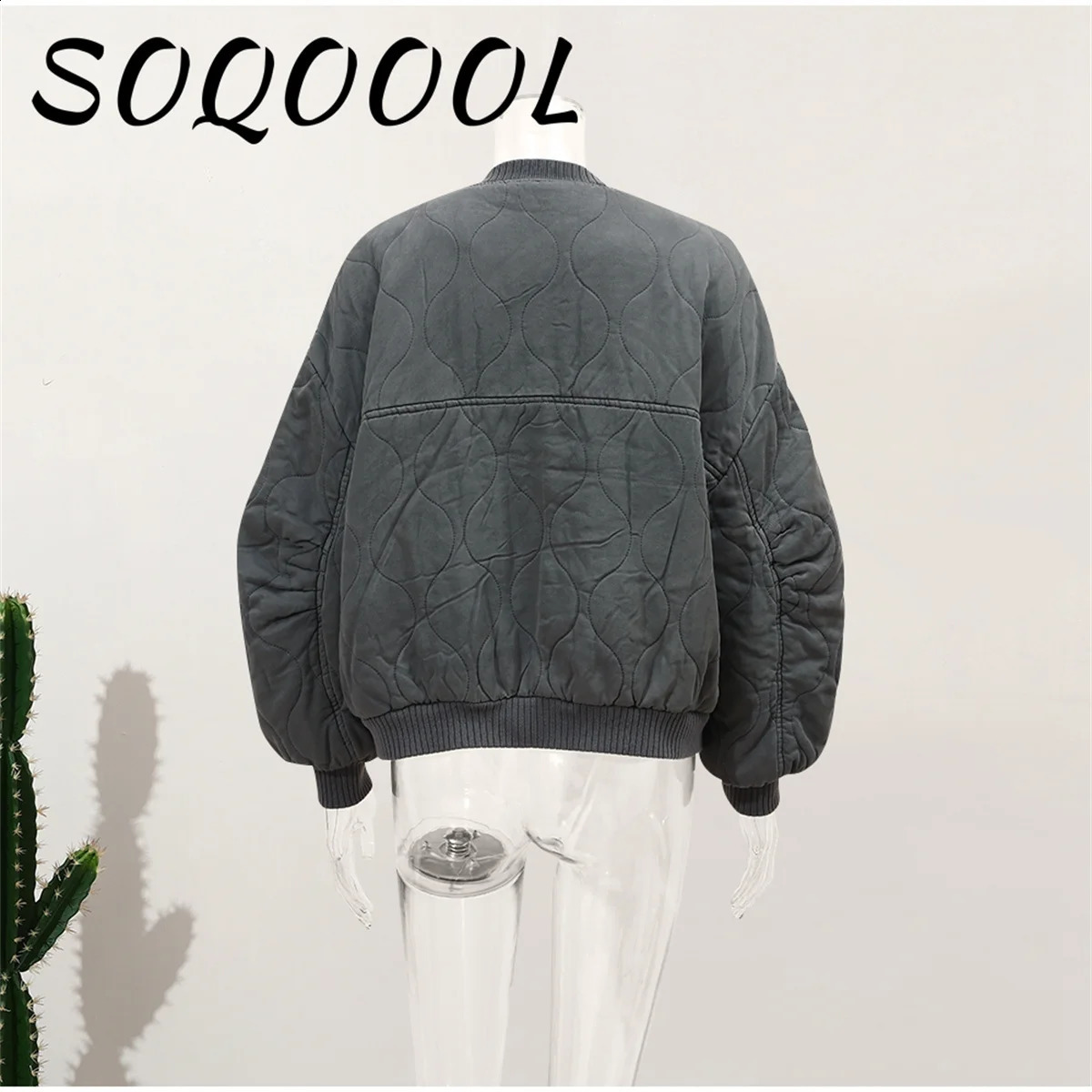 Fashion Elegant Solid Bomber Jacket Coat Womens Warm Long Sleeved Loose Casual Outwear Club Party Grey Street Wear Female 251013