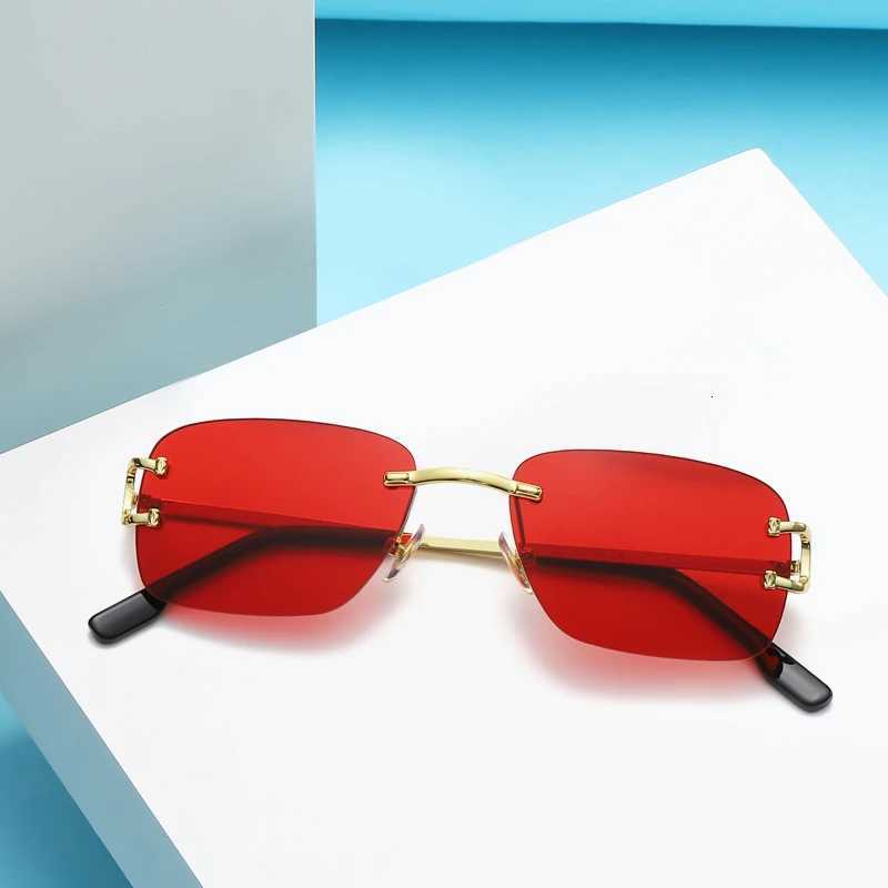 Red Lenses Fashion Sunglasses Metal Frame Cross Border Street Shooting Sunglasses for Men and WomenW251023