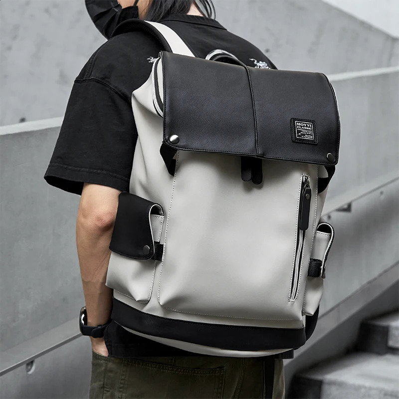 LetherMen Backpack Vintage For Teenager Laptop PC Portable Bags Boys Travel Backpack Thin School Mochila 251021