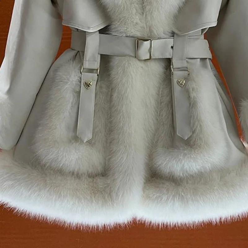 Ladies Winter Fox Fur Coat Medium Long Sleeve Fluffy Teddy Jacket Womens Warm Thicken Lined y Casual Outwear 251021