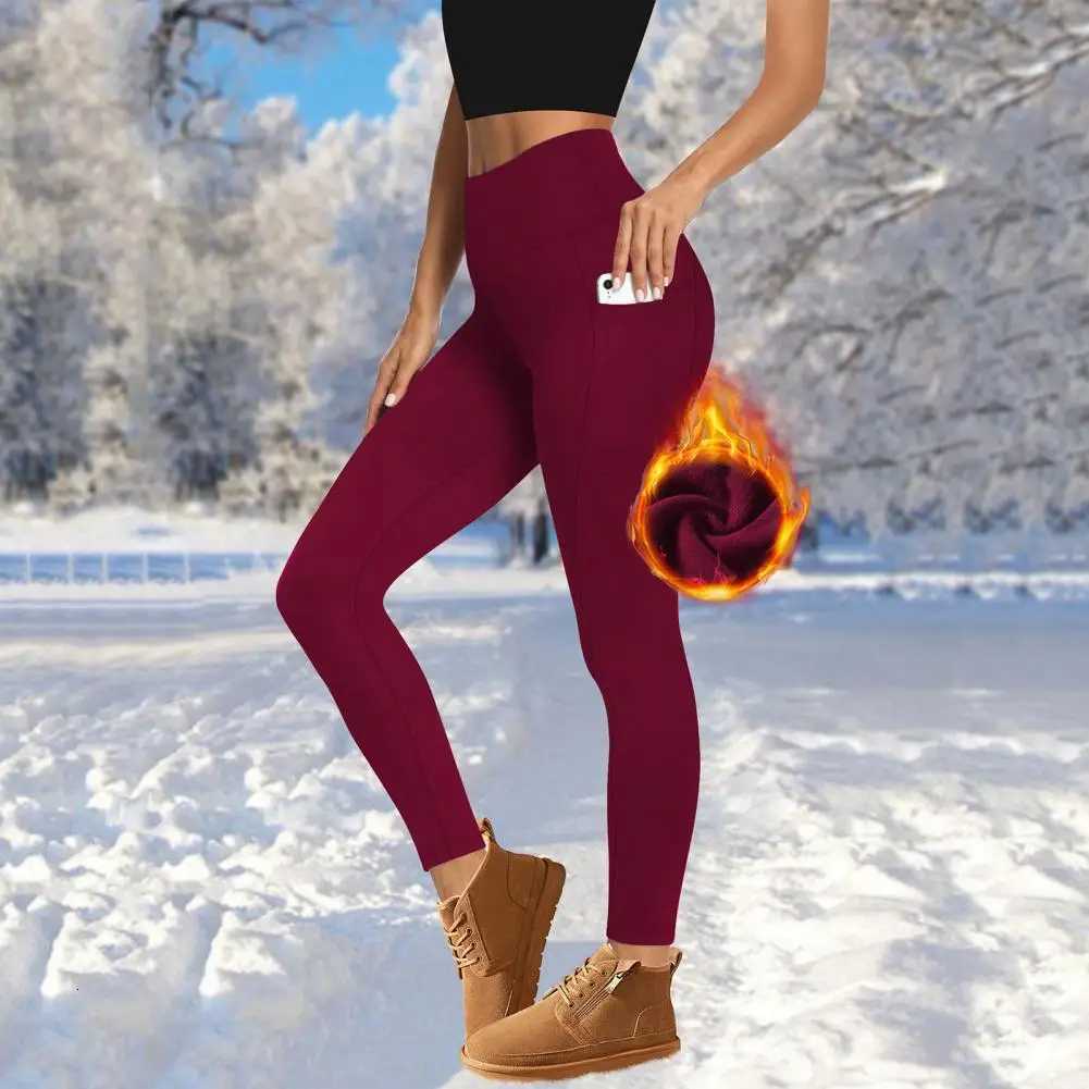 Comfortable Leggings Cozy Velvet High Waist Womens Leggings with Pockets for Autumn Winter Warm Slim Fit Yoga Pants for ColdT251023