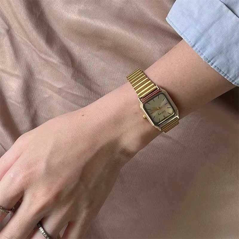 Brand Women Watch Stainless Steel Adjustable Strap Gold Quartz Watch Rectangular Dial Luxury Women Wristwatch DropshippingL251023