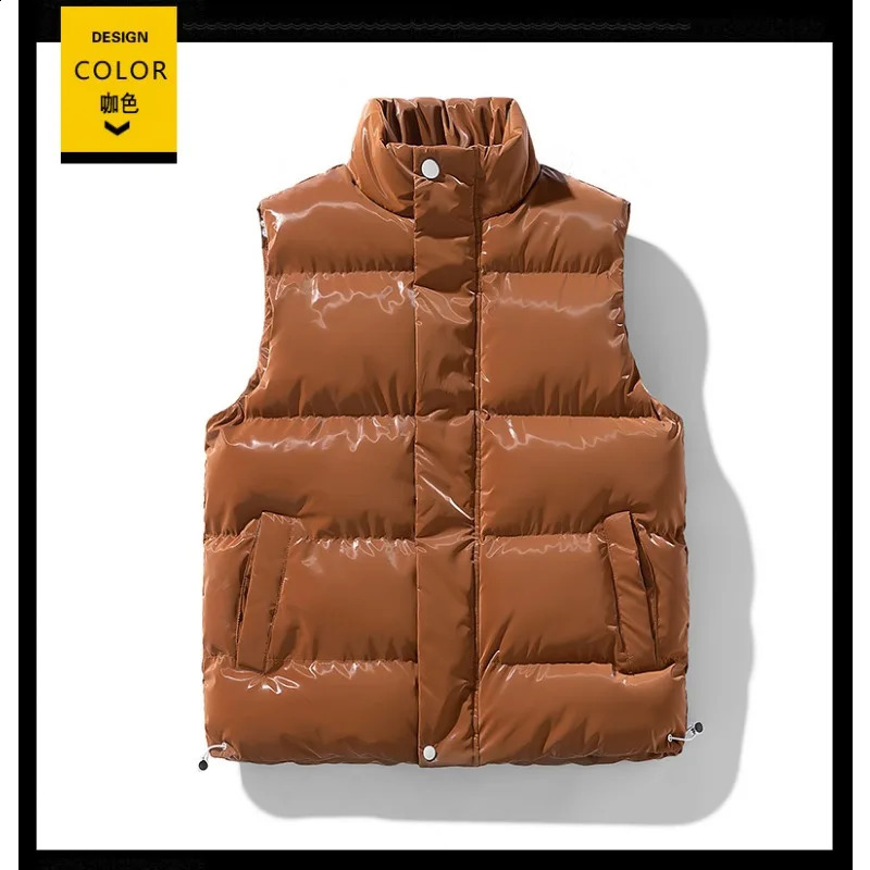 Autumn and Winter Unisex Fashionable Highquality Shiny Surface Warm Casual Loose Stand Collar Versatile Comfortable Vest 251023