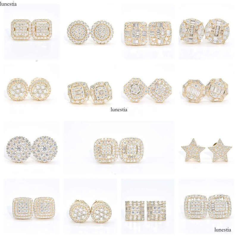Wholesale Vvs Dia Earring Factory Price 10k 14k Solid Gold Round Brilliant Cut Moissanite Hoop Stud Earrings Men Women