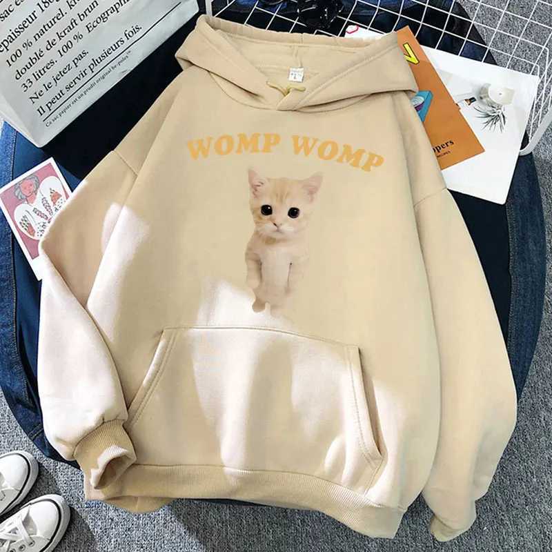 Funny Cat Womp Meme Print Hoodie Men Women Fashion Kawaii Hooded Sweatshirts Oversized Fleece Casual Pullovers StreetwearT251023