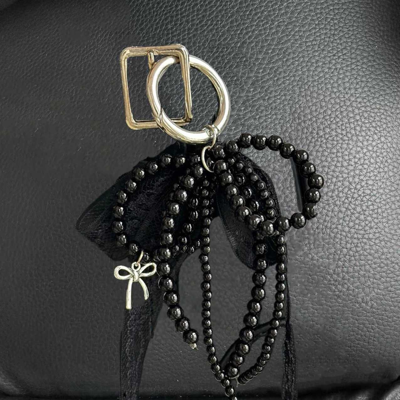 Sweet Handmade White Beaded Bowknot Lace Bag Charms Pendant Keychain Exquisite Backpack Keyring Decoration Fashion Accessories Z251023