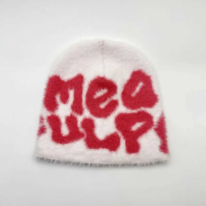 New Ins Popular Unisex Autumn Funny Hat Mink Fur Winter Womens Cap With Letter Beanies Hat Men Warm Soft Skullies Bonnets GiftXJ251023