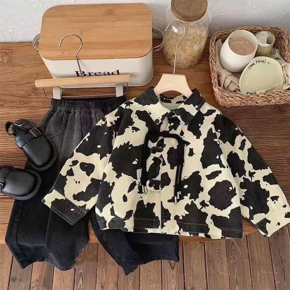 Boys Jackets Cotton Turn Down Collar Toddler Boy Coat Printed Spliced Baby Boy Outerwear Coat Y251023