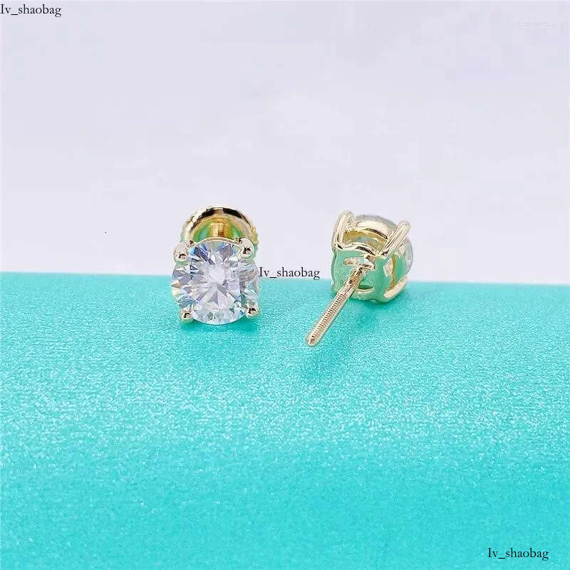 Stud Earrings 0.2-4CT 3-8mm Moissanite Screwback Women Sterg Sier 14K Gold Plated Moisanite Solitaire Pass