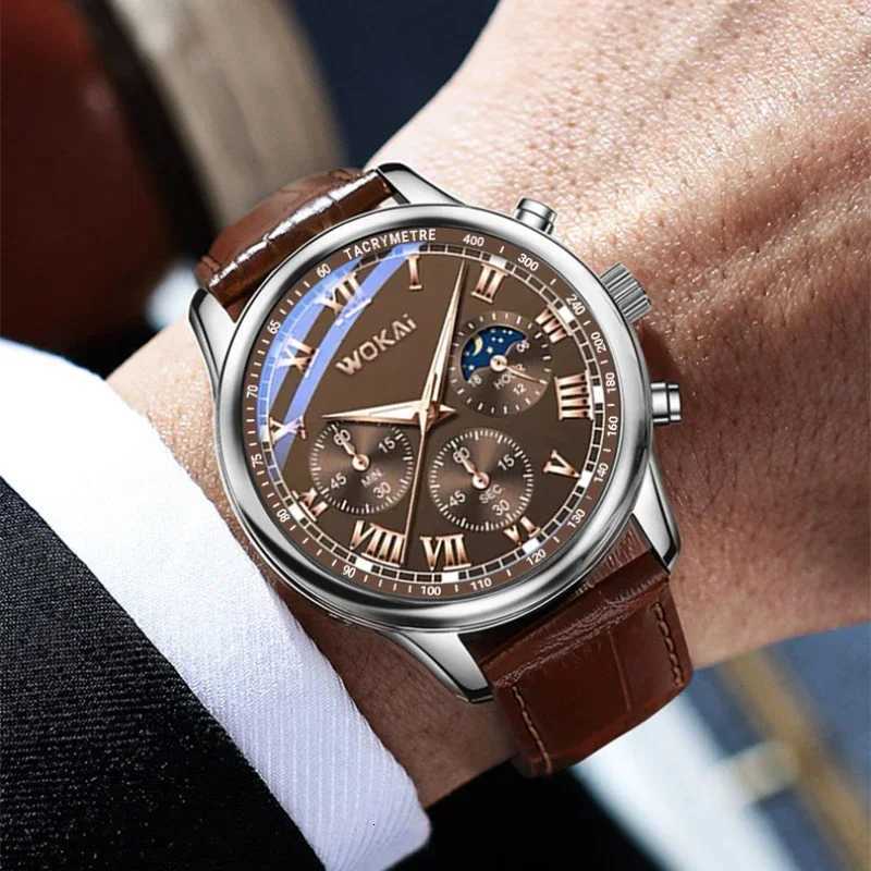 Luxury Brand Watch Men Quartz Watches Leather Strap Fake Three Eye Fashion Business Wristwatches Dropshipping RelojL251023