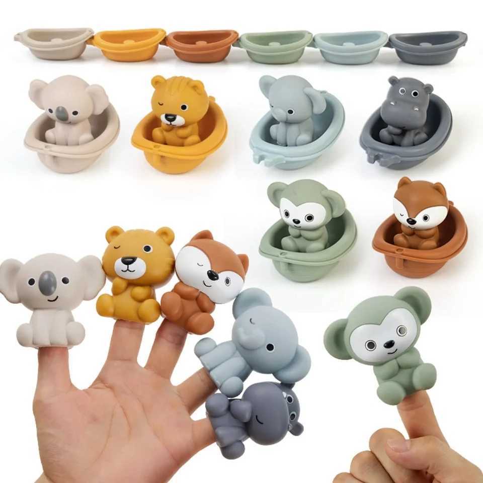1 Piece of Kidsrens Bathroom Stackable Floating Boat Toys for Infants and Young Kidsren Bathing and Playing in the Water Stacking Boat Animal Finger S