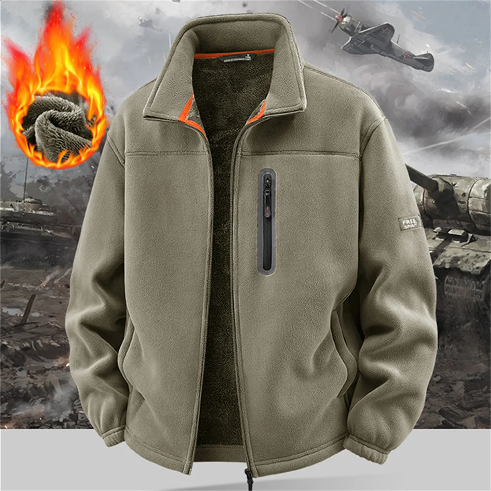 Winter Polar FleeceLined Jacket Men Thickened Windproof StandCollar Cardigan Casual Outdoor ed Mens Warm Coat 251023
