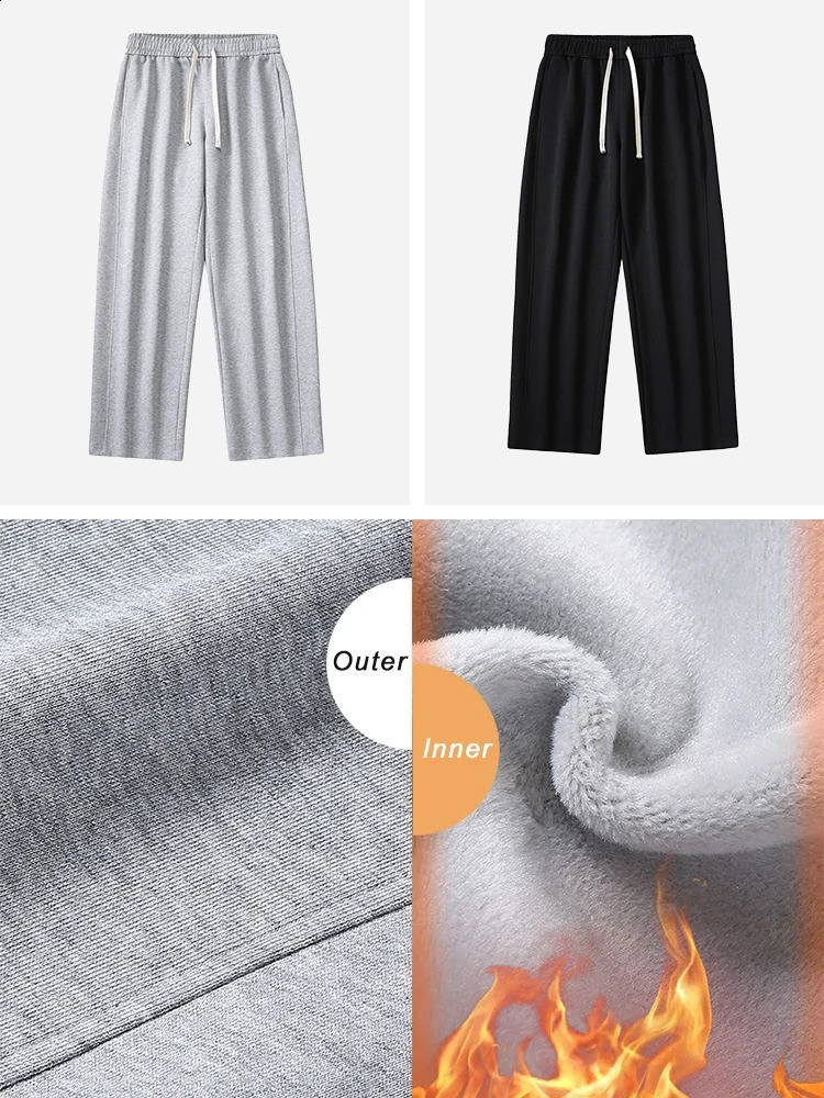 Winter Mens Sweatpants Fleece Liner Sportswear Thick Warm Straight Casual Track Pants Male Thermal Velvet Trousers 251023