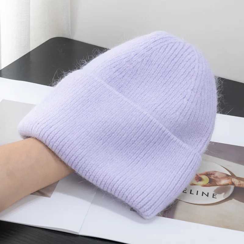 New Winter Korean Version Candy Color Rabbit Fur Fashion Simp Baotou Hat Wens Plush Thermal Knit Hat Cold Hat Plover HatW251023