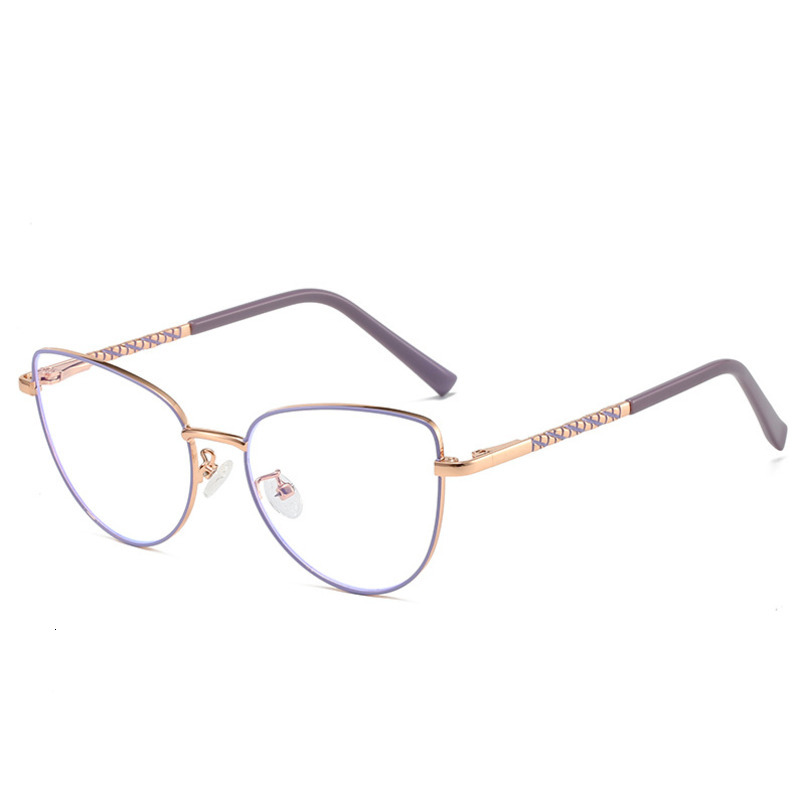 Fashion Metal Cat Eye Blue Light Blocking Can Be Paired with Prescription Optical Glasses, Trendy Non-Prescription Glasses for Men and Women