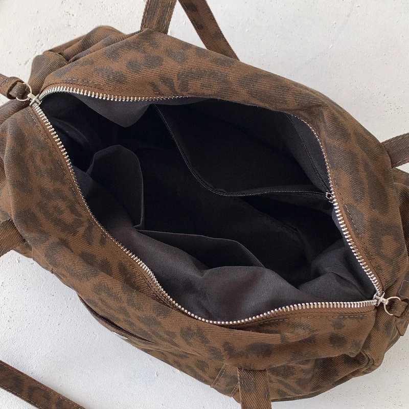 Vintage Trendy Messenger Bag Nylon Leopard Print Women Shoulder Bag Korean Style Minimalist Handbag Guangzhou High Quality BagL251023