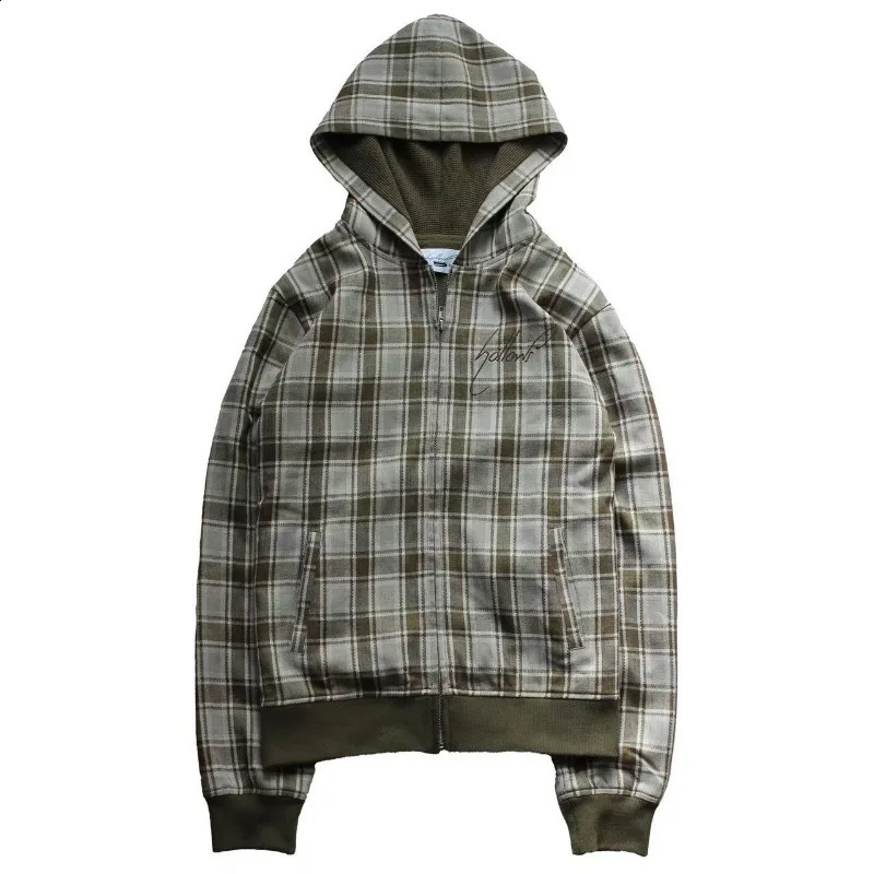 High Street Harajuku Y2K English signature checkered women hoodie versatile fashion gothic retro simple sweatshirt 251022