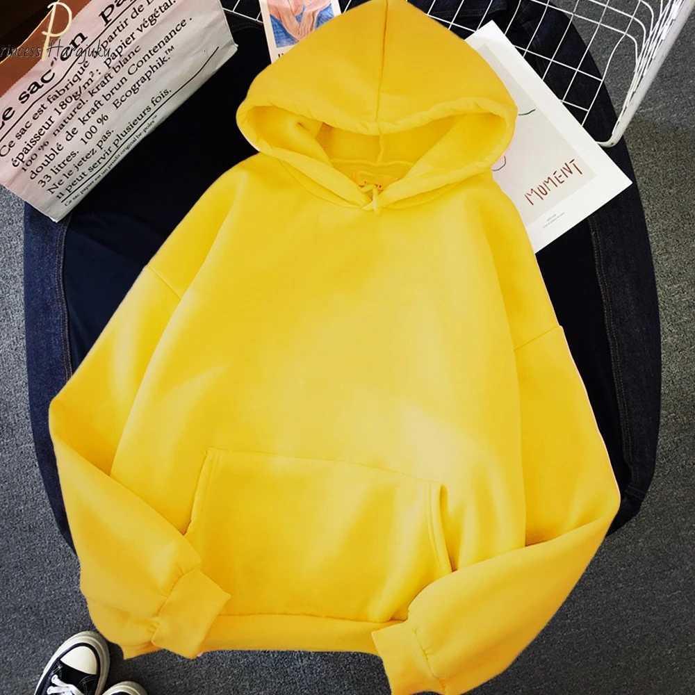 Women Yellow Hoodie Loose Korean Hooded Sweatshirt Streetwear Long Sleeve Pullovers Fashion Harajuku Autumn HoodiesT251023